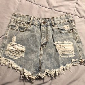light wash jean shorts
